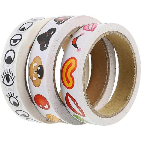 rouleaux d'autocollants (yeux, nez, bouche) pour activités manuelles et créatives pour enfants.-7X7CM