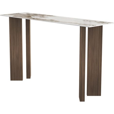 Consolle con piano in ceramica stile Pandora "Elma" - 140 cm - Marrone (1/5)