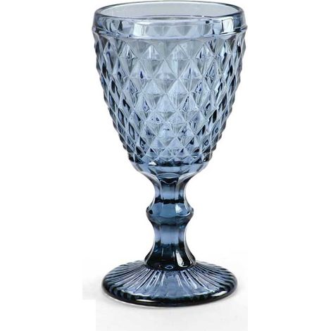 CALICE DIAMANTE REALIZZATO IN VETRO PER ACQUA DA 210 CC COLORE BLU (1/2)