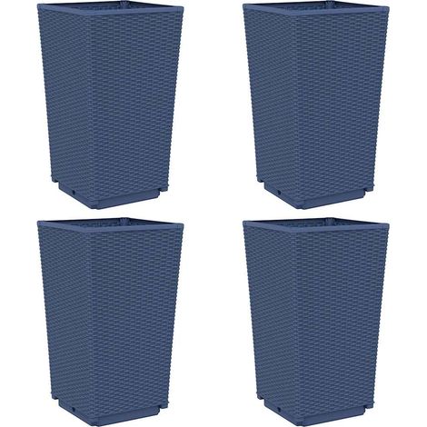 Maison Exclusive - Fioriere da Giardino 4 pz Grigio Blu 32,5x32,5x57 cm in PP