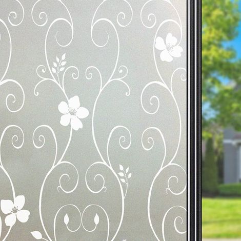 Matte Fensterfolie mit Blumenmuster – Sichtschutzfolie für Glasfenster und -türen – Selbstklebend und wiederverwendbar – 44,3 x 200 cm