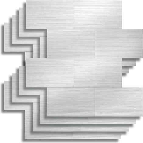 Crédence Adhésive Cuisine, Salle de Bain, Chrome, 4 Pièces, 25 x 25 cm, Crédence Épaisse, 3D, Carrelage Adhésif Mural, Lavable, Imperméable (1/5)