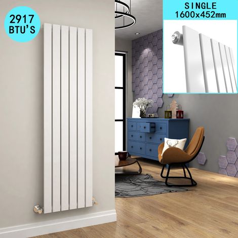 ELEGANT Designer Radiator White 1600 x 452 mm Vertical Column Radiator Single Flat Panel (1/5)