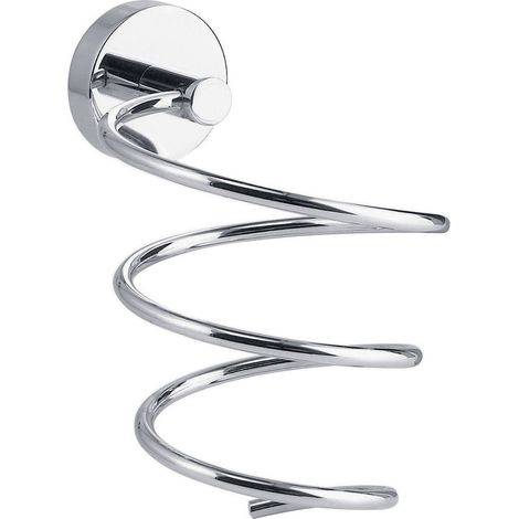 tesa Smooz Porte-sèche-cheveux Spirale Métal Chromé - Sans percer (1/5)
