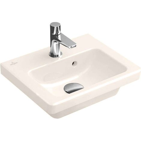 Lavamani, 370 x 305 mm, Rettangolare, per rubinetteria monoforo, foro per rubinetteria punzonato, con troppopieno, Porcellana sanitaria Pergamon CeramicPlus (1/2)