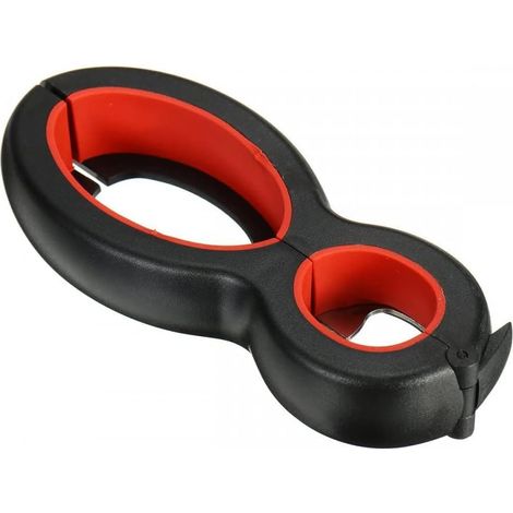BEBUSINGOTO Abridor de botellas 6 en 1, multiusos, con tapa de rosca, con agarre para tapa, herramientas de cocina, negro y rojo (1/5)