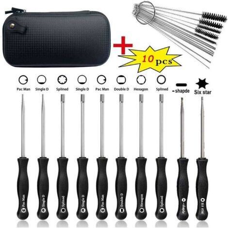 Alovez - 10 destornilladores para ajustar carburadores en motores pequeños de 2 tiempos de motosierras/desbrozadoras, etc., con estuche, cepillo y kit de limpieza. (1/4)