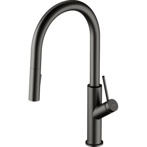 OMNIRES Bend - Mitigeur d’évier avec douchette extractible, graphite brossé BE6455GR (1/4)