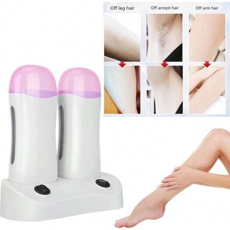 Riscaldatore a rullo per la depilazione con cera a doppia cartuccia, macchina per la depilazione del corpo (1/5)