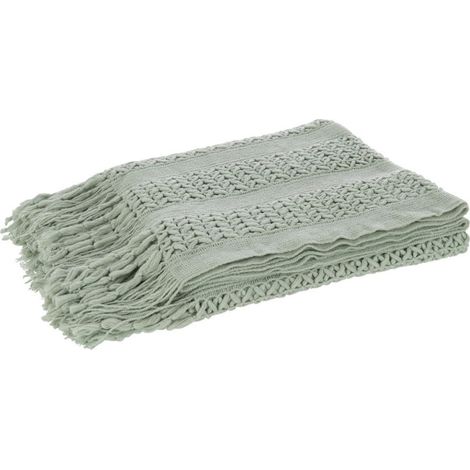 Plaid Déco Tricot "Abby" 143x195cm Vert Clair (1/4)