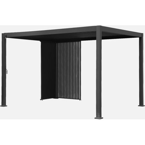 Pérgola bioclimática de aluminio 3x4m + persianas verticales de 1m y 1.3m