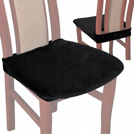 FUNDA PARA SILLA, ASIENTO DE SILLA, terciopelo bajo, TESS, negro