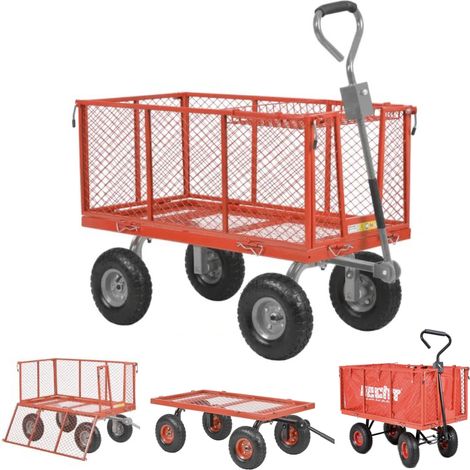 Bollerwagen, Transportkarre, faltbar mit Metallwänden, 95x50x40cm