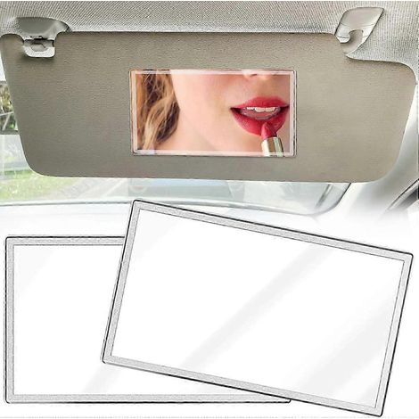 Miroir de courtoisie pare-soleil pour voiture, miroir de courtoisie HD en acier inoxydable pour intérieur de voiture, miroir pare-soleil auto-adhésif en acier inoxydable (11 x 6,5 cm) (1/5)