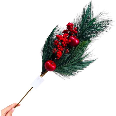 Composition Florale Artificielle de Noël avec Pommes Rouges et Baies en Soie 61 cm 1 pièce - PANGIVO (1/5)