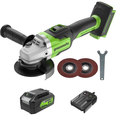 Meuleuse d'Angle Sans Fil, Lame de Disque de 125 mm, 10500 tr/min, Gaucher ou Droitier, Batterie 24V 4Ah et Chargeur, Outillage (1/5)
