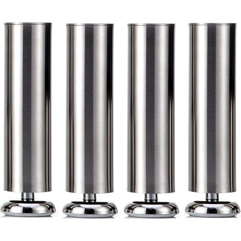 Ahlsen Patas de acero inoxidable para muebles, patas redondas para armario de cocina, alfombrilla de goma, seguras y silenciosas, 50x150mm (1/5)