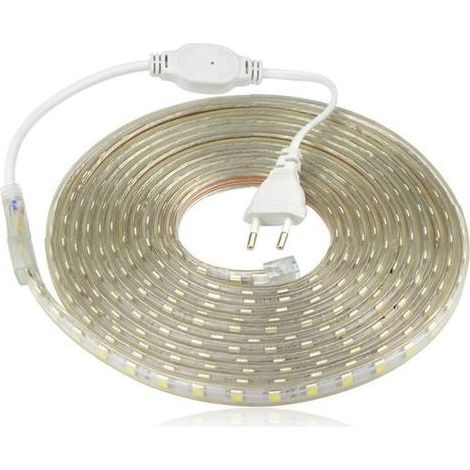 Ersandy – Wasserdichter LED-Streifen (220 V) – Warmweißes Licht – 4 m Länge – Schutzart IP67 für den Innen- und Außenbereich – Transparente Silikonhülle (1/4)
