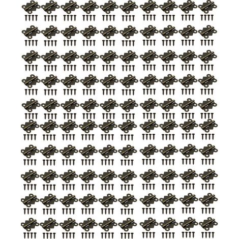 Lot de 100 charnières vintage en laiton pour tiroirs de meubles ou boîtes à bijoux, 30 x 27 mm