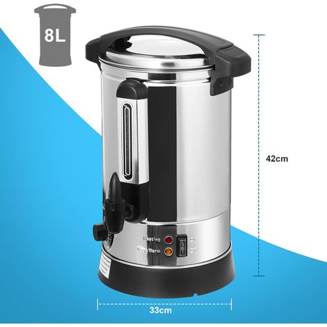 Randaco Glühweinkocher 8 L Edelstahl 304, 1500 W, 30–110 °C, Zapfhahn und abnehmbare Tropfschale
