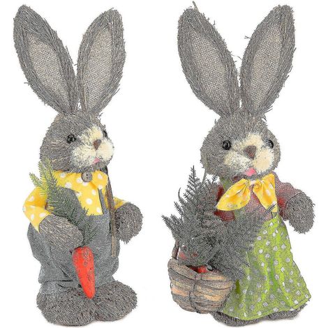 Décoration de Pâques en paille tressée, lapin, multicolore, accessoire de mariage pour fenêtre ou extérieur (1/5)