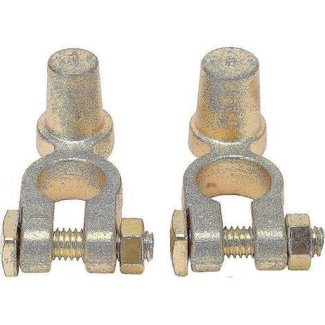 Kfz-Batteriepolanschluss, Schnellkupplung für Plus- und Minuspol oben, Kfz-Batteriekabelanschluss (gold) (2 Stück) (1/5)