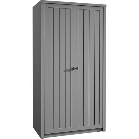 AX LIVING Kleider Schrank Palmano S2T – 90 cm breit, Stilvoll Grau