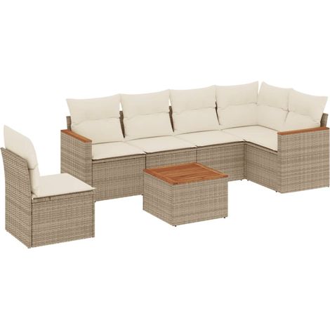 Maison Exclusive - Set sofás de jardín 7 piezas y cojines ratán s (1/3)