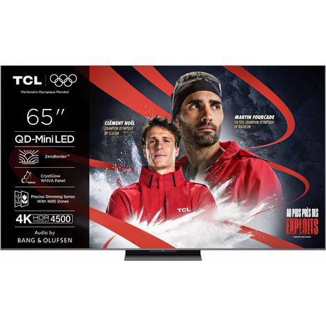 TCL – TV QD Mini LED 65" (165 cm) 4K UHD – Taux de rafraîchissement 144 Hz – 4 ports HDMI – Son Bang & Olufsen – Technologie QD-MiniLED (1/3)