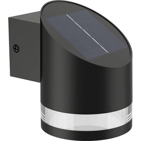 Applique murale solaire d'extérieur, ronde, 1,5 W, 2700 K, noire, IP44 résistante aux intempéries (1/3)