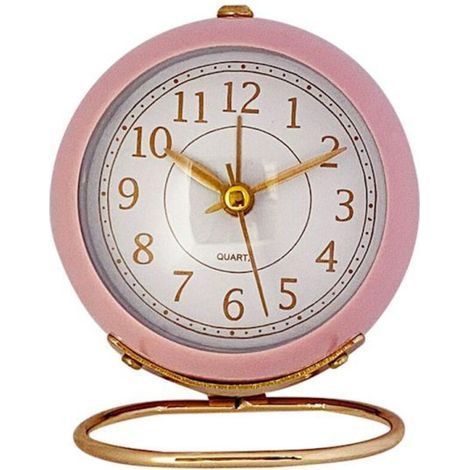 Analoger Wecker. Kleiner, geräuschloser Tischwecker. Klassischer Retro-Wecker ohne Ticken (rosa).