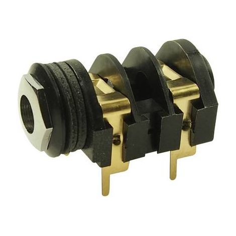 Jack 6.35 mm embase femelle horizontale Cliff CL1308G Nombre de pôles: 2 mono noir 1 pc(s) (1/2)