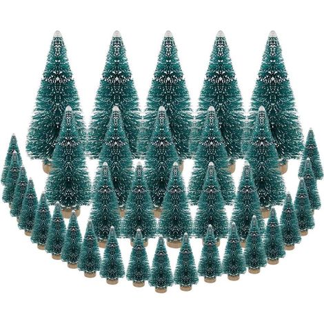 35 Stück Weihnachtsbaum, künstlicher Weihnachtsbaum, Mini-Sisalbäume mit Holzsockel, ideal für Weihnachtsdekoration, Schlafzimmer, Heimwerken, Party – 4 Größen (1/5)