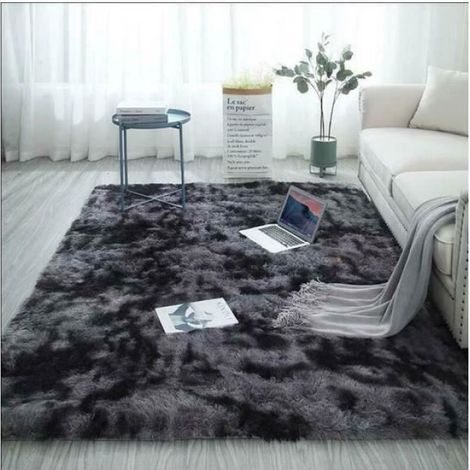 Tapis Shaggy - 160 x 230 cm - Poils Longs - Pour Salon ou Chambre - Gris Foncé - 1 Pièce (1/4)