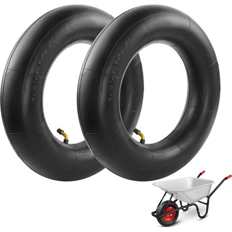 2 Pieces 4.80/4.00-8 Inner Tube Wheelbarrow, Inner Tube for Wheelbarrow, Rubber Inner Tubes Replacement with Angled Valve for Wheelbarrow Wheel (1/5)