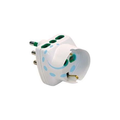 ADATTATORE TRIPLO SCHUKO 2 POLI + TERRA 16A VERTICAL SYSTEM - bianco 82240