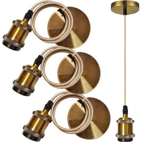 Set mit 3 Vintage-Pendelleuchten, E27-Fassung, E27-Lampenfassung mit 100 cm Kabel, Lampenfassung (1/5)