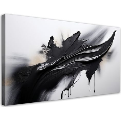 Tableau déco Abstraction noir et blanc Effet 3D 100x50 (1/5)