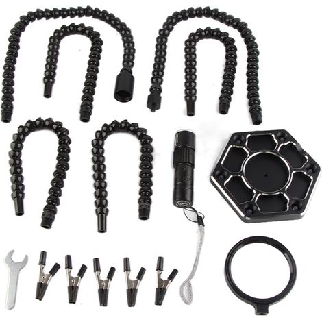 Support de fer à souder 6 bras en nylon avec loupe lumineuse LED pour réparation de circuits imprimés (1/5)