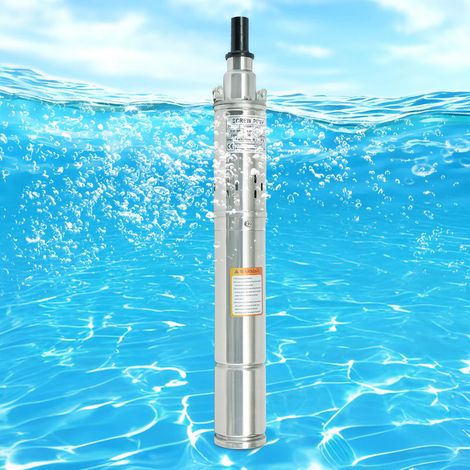 Pompe de forage submersible 250 W – pompe inox pour puits profond – compatible eau chargée de sable – 1600 L/h – 80 m max