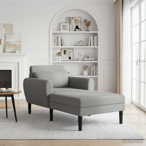 vidaXL Chaise longue Gris oscuro Terciopelo granulado (1/5)