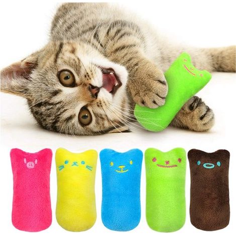 Jouets pour chats à l'herbe à chat - Lot de 5 - Multicolore - Coussins en peluche à l'herbe à chat - Jouets à mâcher doux pour chats (1/5)