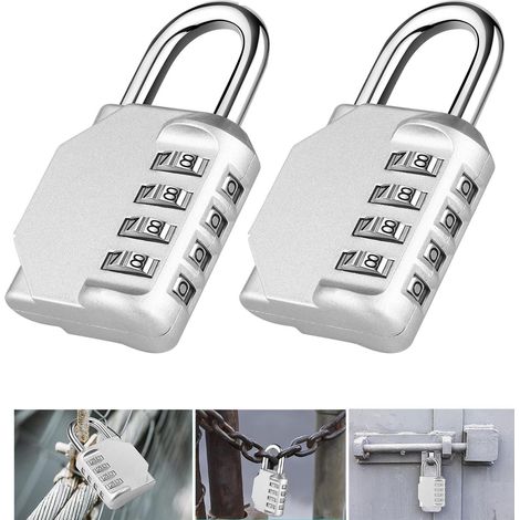 Cadenas à combinaison (lot de 2), cadenas à 4 chiffres sans clé, cadenas à combinaison réinitialisable pour armoires, cadenas étanche pour activités sportives extérieures et écoles.