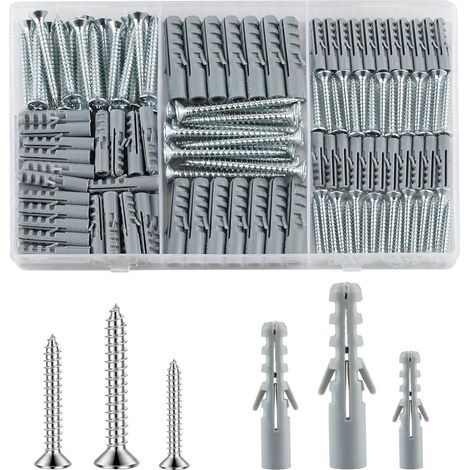 230 Pièces Kit Vis Cheville Beton Expansion Fixation Maçonnerie 115 Ancrage Expansion Et 115 Vis Béton, Autoperceuses Autotaraudeuses Pour Maçonnerie Brique (1/4)