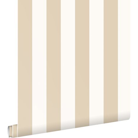 papier peint à rayures blanc et beige clair  - ESTAhome