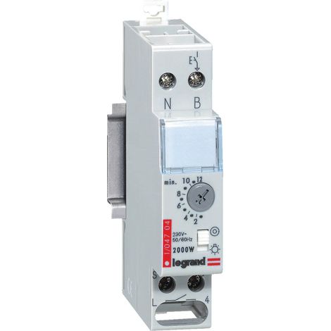Legrand – Minuterie modulaire 230V 50/60Hz – Sortie 16A – Rail DIN – Réarmable – Charge max 2000W – Pour circuits d'éclairage
