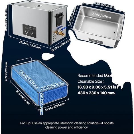Nettoyeur Ultrasonique, Acier Inoxydable, Capacités Multiples, 30L (1/2)