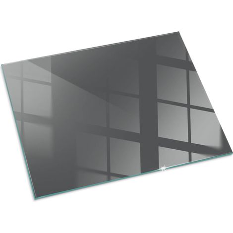 Plaque Rectangulaire de sol en verre trempé sous cheminée protection parquet et plancher Couleur Gris-marron 80x60 cm (1/5)