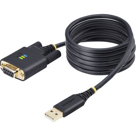 StarTech.com Câble Série Null Modem vers USB de 2m, Rétention COM, FTDI, USB-A vers DB9 RS232, Câble Adaptateur USB DB9, Vis/Écrous DB9 Interchangeables, Windows/macOS/Linux