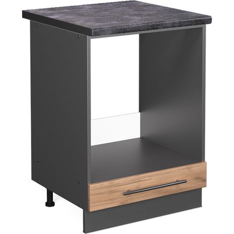 Herdumbauschrank Fame-Line, Goldkraft Eiche, 60 cm , AP Anthrazit, Vicco